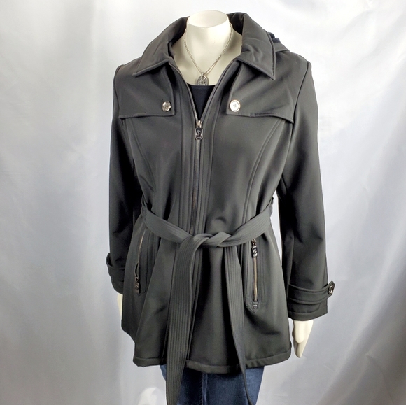 Michael Kors Belted Jacket W/Removable Hood SZ L - Picture 1 of 12